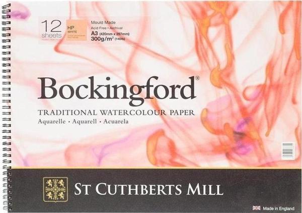 St Cuthberts Mill Bockingford Spiralli Suluboya Defteri Hot Pres 300 gr 297x420mm (A3) 12 yp - Image 1