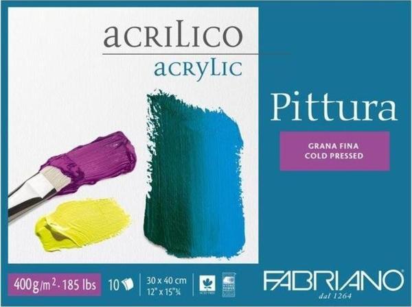 Fabriano Pittura Akrilik & Yağlıboya Blok 400 gr. 30x40 cm. 10 yp. Asitsiz Soğık Basım - Image 1