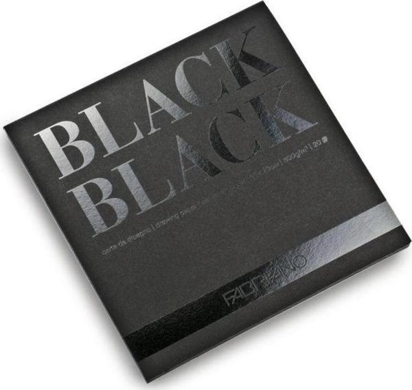 Fabriano Black Black Çok Amaçlı Pürüzsüz Yüzeyli Blok 300 gr. 20x20 cm. 20 yp. - Image 1