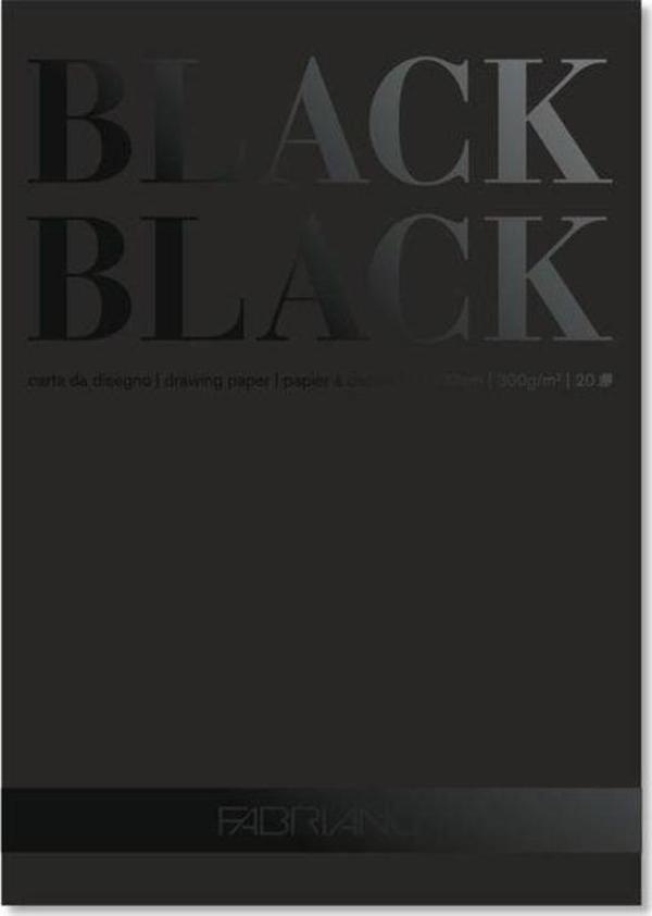 Fabriano Black Black Çok Amaçlı Pürüzsüz Yüzeyli Blok 300 gr. 24x32 cm. 20 yp. - Image 1