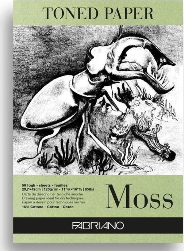 Fabriano Toned Paper Moss Eskiz ve Çizim Blok 120 gr. A3 50 yp. Yosun Rengi - Image 1