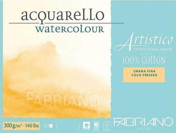 Fabriano Artistico Traditional White Suluboya Blok 300 gr. 18x26 cm. 20 yp. Soğuk Basım - Image 1
