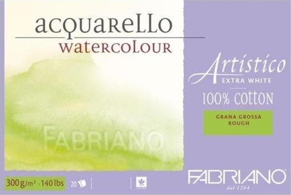 Fabriano Artistico Extra White Suluboya Blok 300 gr. 18x26 cm. 20 yp. Kaba Grenli Rough - Image 1