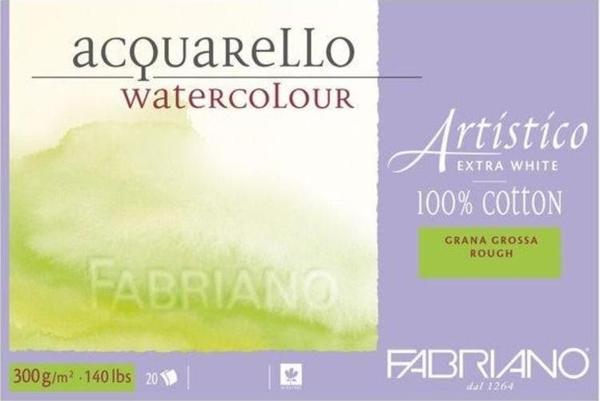 Fabriano Artistico Extra White Suluboya Blok 300 gr. 26x36 cm. 20 yp. Kaba Grenli Rough - Image 1