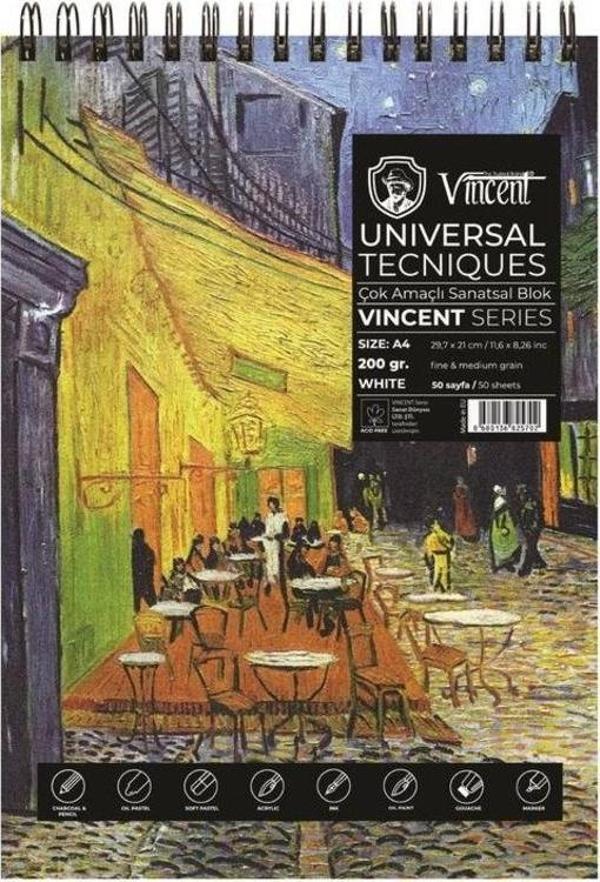Vincent Universal Tecniques White Çok Amaçlı Sanatsal Blok 200 gr A4 50 Sayfa - Image 1