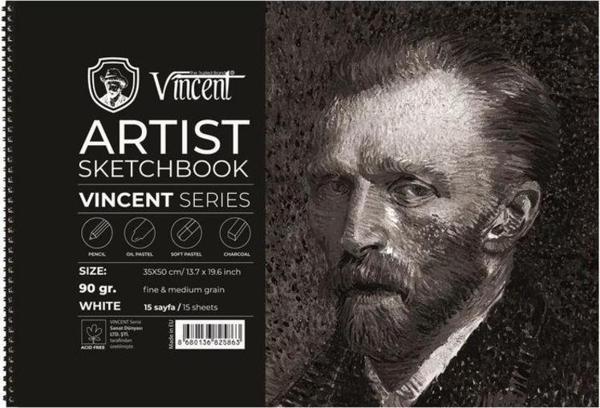 Vincent Artist Sketchbook White 90 gr 35x50 cm 15 Sayfa - Image 1