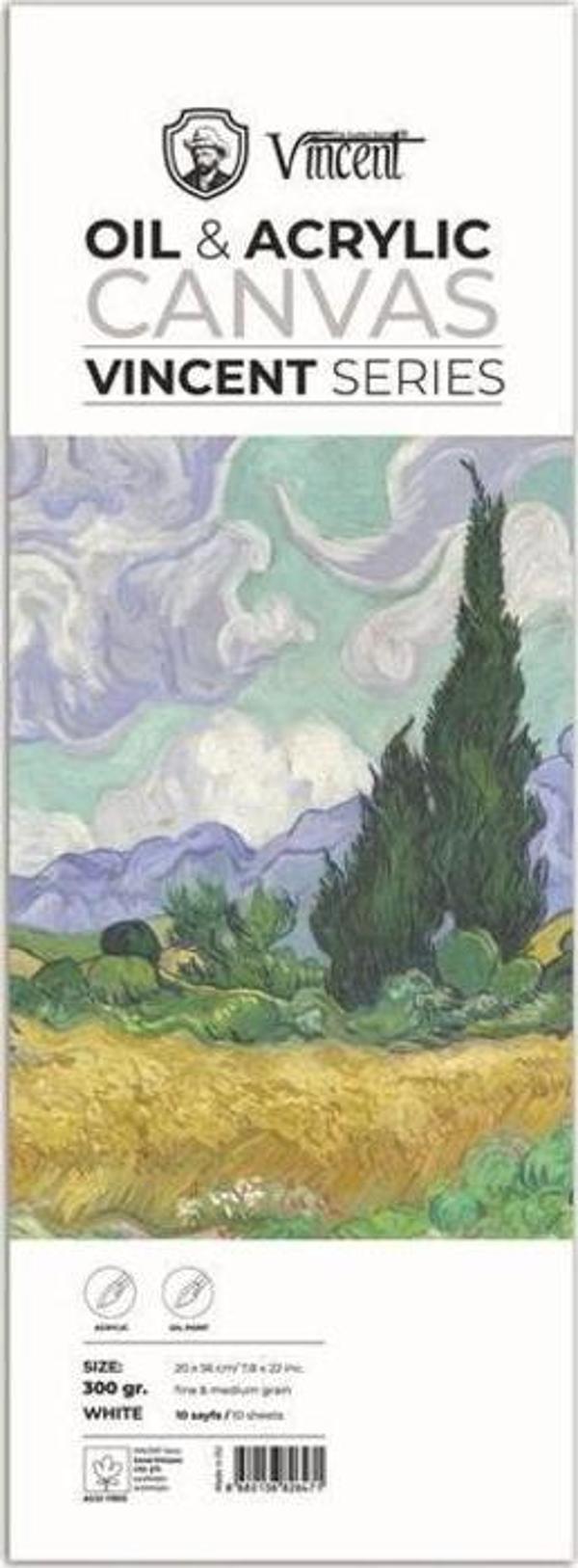 Vincent Oil & Acrylic Canvas White Tuval Dokulu Blok 300 gr 20x56 cm 10 Sayfa - Image 1