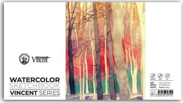 Vincent Watercolor Sketchbook White Suluboya Blok 300 gr 6x20 cm 10 Sayfa - Image 1