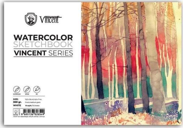 Vincent Watercolor Sketchbook White Suluboya Blok 300 gr 12,5x18 cm 10 Sayfa - Image 1