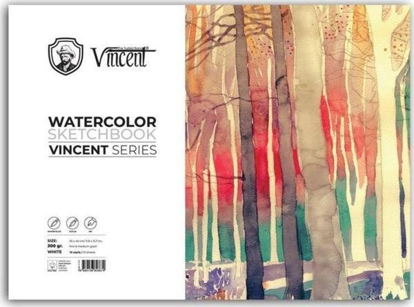 Vincent Watercolor Sketchbook White Suluboya Blok 300 gr 30x40 cm 10 Sayfa - Image 1