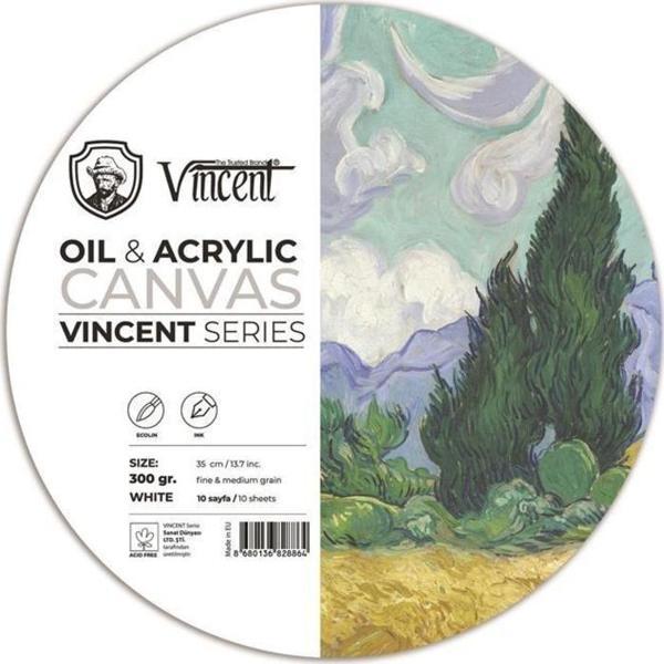 Vincent Oil & Acrylic Canvas White Daire Tuval Dokulu Blok 300 gr 35 cm 10 Sayfa - Image 1