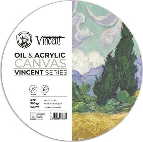 Vincent Oil & Acrylic Canvas White Daire Tuval Dokulu Blok 300 gr 40 cm 10 Sayfa - Image 1