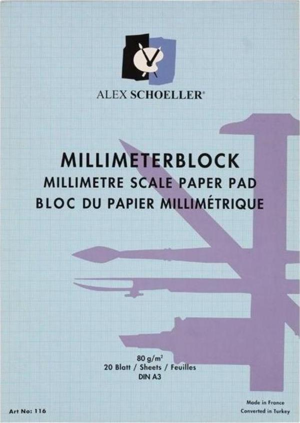 Alex Schoeller Milimetrik Blok A3 20 Sayfa Mavi - Image 1