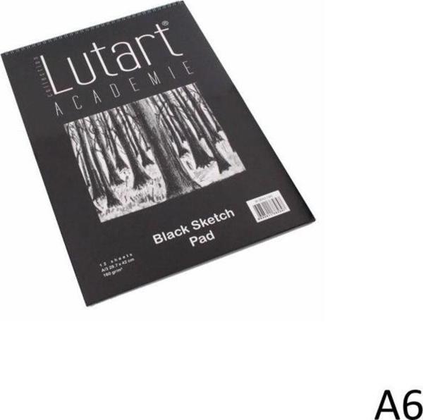 Lutart Black Sketch Pad Siyah Çizim Bloğu 160 gr. 12 Sayfa A6 - Image 1