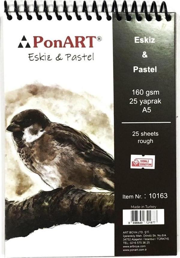 Ponart Eskiz & Pastel Blok Spiralli 160 gr. 25 Sayfa A5 - Image 1