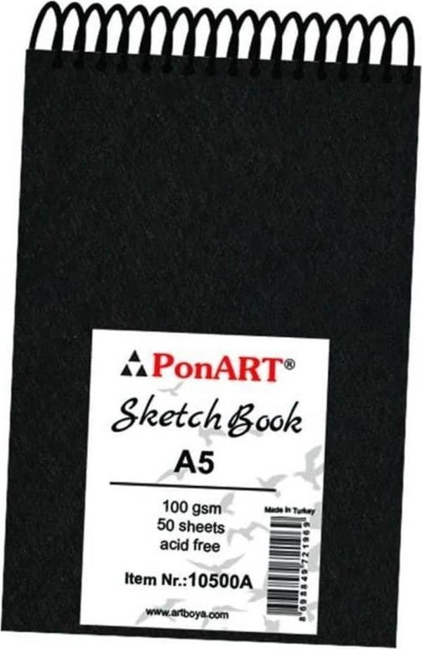 Ponart Skecth Book 100 gr A5 50 Yaprak (Üstten Spiralli) - Image 1