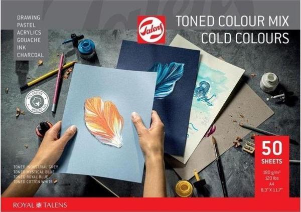Talens Toned Colour Mix COLD Çok Amaçlı Sanatsal Blok 180 gr A4 50 yp - Image 1