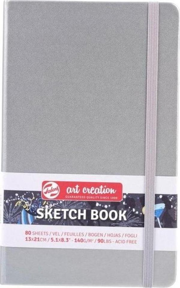 Talens Art Creation Sketchbook Sert Kapak Eskiz Defteri 140 gr 13x21 cm 80 yp SILVER - Image 1