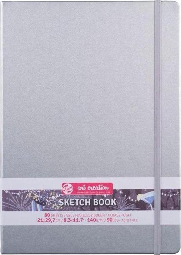 Talens Art Creation Sketchbook Sert Kapak Eskiz Defteri 140 gr 21x29,7 cm 80 yp SILVER - Image 1