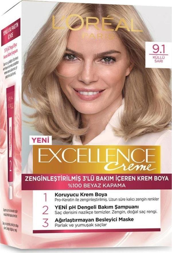 L'Oréal Paris Excellence Creme Saç Boyası 9-1 Küllü Sarı - Image 1