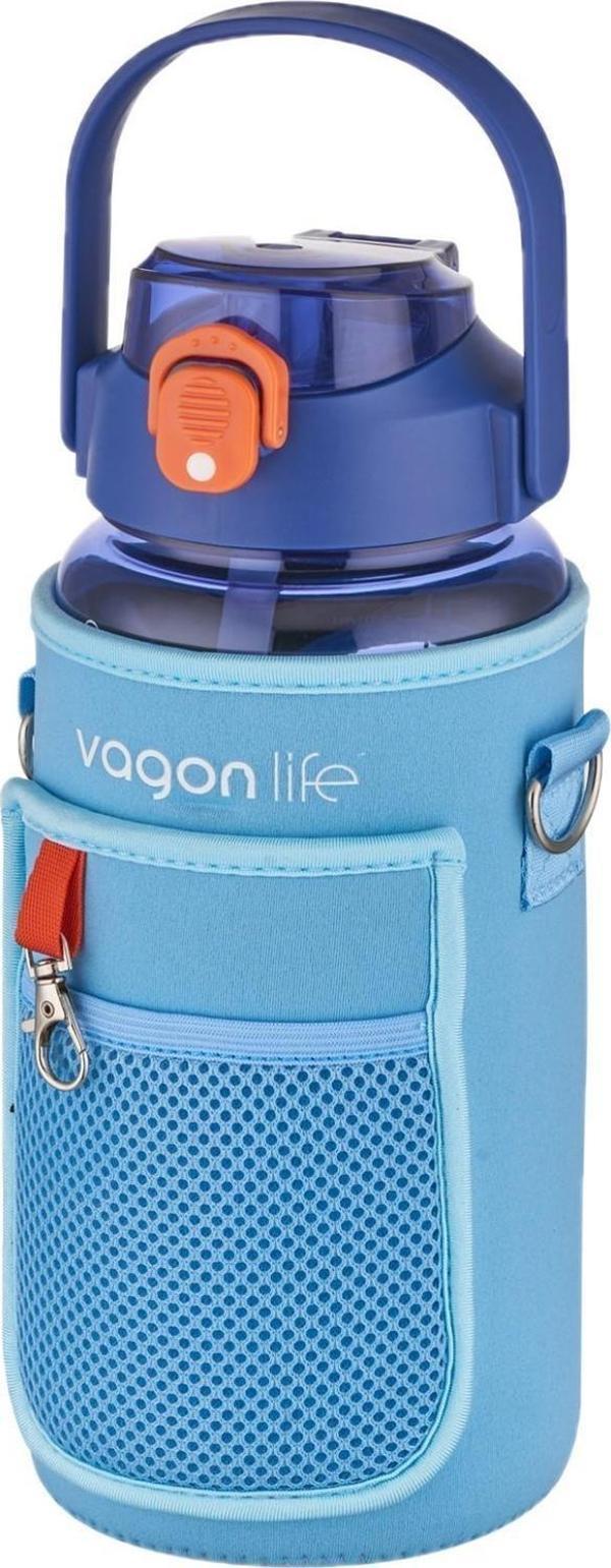Vagonlife Kılıflı ((Telefon Koyma Yeri)) Taşıma Askılı 1500 ml Pipetli/Pipetsiz Kullanım Su Matarası - Image 1