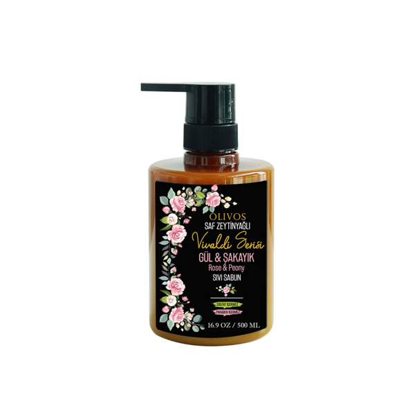 Olivos Saf Zeytinyağlı Vivaldi Serisi Gül&Şakayık Sıvı Sabun 500 ml - Image 1