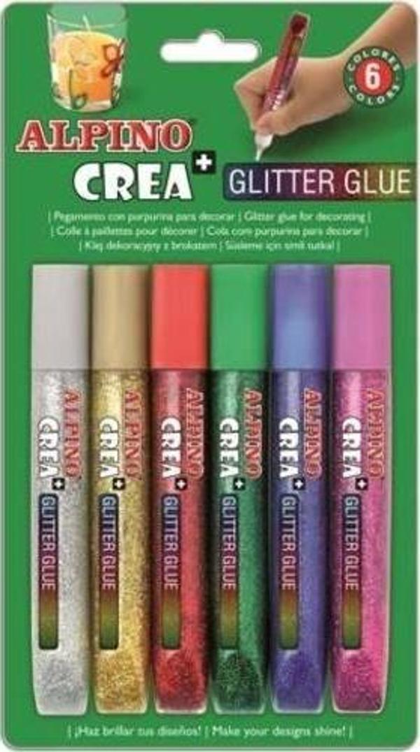 Alpino Crea+ Glitter Glue Simli Yapıştırıcı 6 Renk - Image 1
