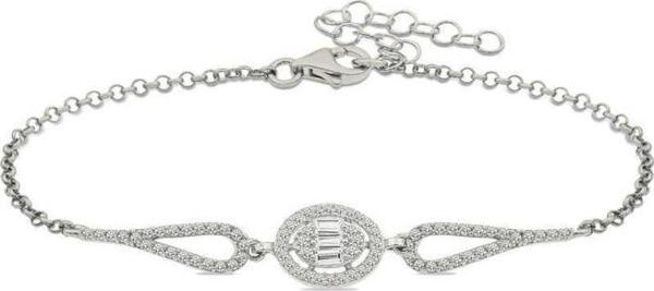 925 Ayar Gümüş Rodyum Oval Baget Bileklik - Image 1