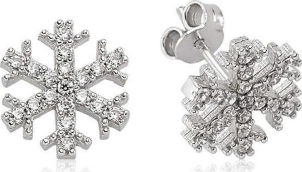 925 Ayar Gümüş Kar Tanesi Çivili Küpe - Image 1