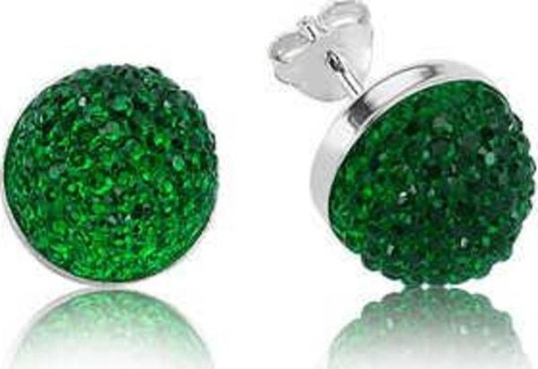 925 Ayar Gümüş Yeşil Kristal Çivili Küpe - Image 1