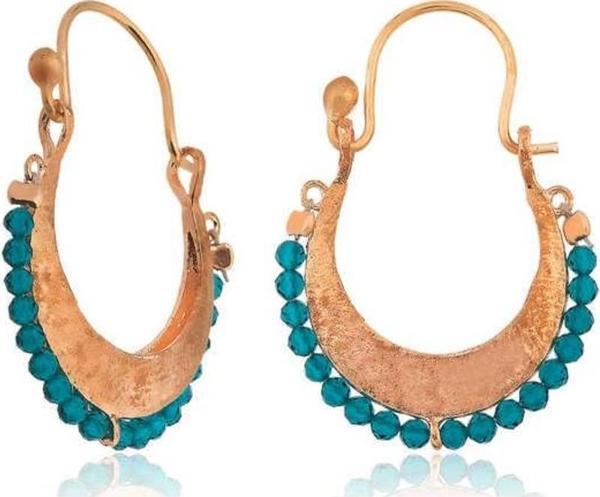 Gümüş Turkuaz Taşlı Bohem Küpe - Image 1