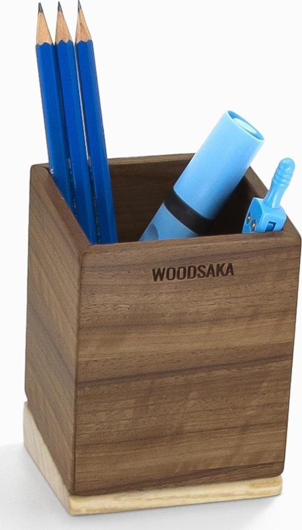 Meru Eğimli Kalem Kutusu - Ceviz ve Dİşbudak - WOODSAKA - Image 1