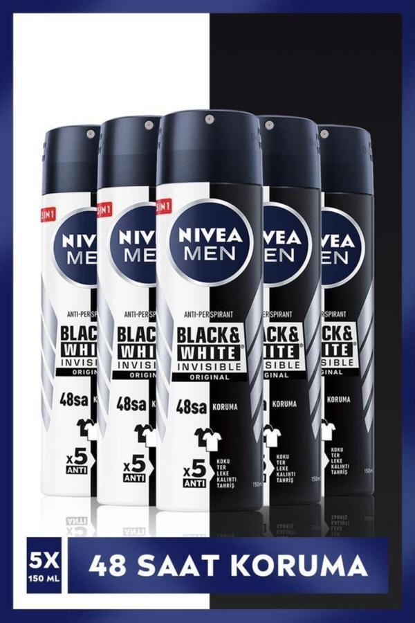 Nivea Men Erkek Sprey Deodorant Black & White Invisible Original 48 Saat Anti-perspirant Koruma 150ml - Image 1