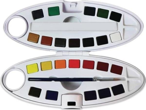Pebeo Watercolour Aquarelle Fine Sulu Boya 24 Renk Oval Palet - Image 1