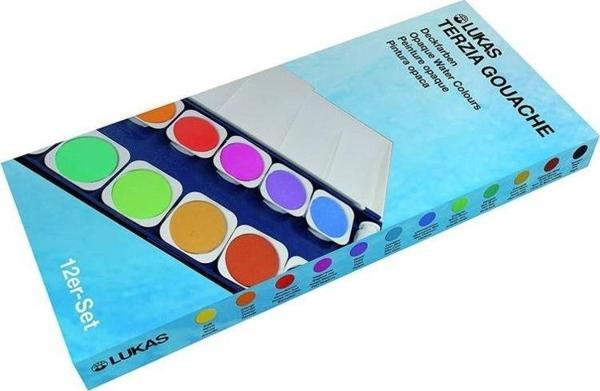 Lukas Terzia Gouache Opak Suluboya 12 Renk + 1 Tüp Beyaz - Image 1