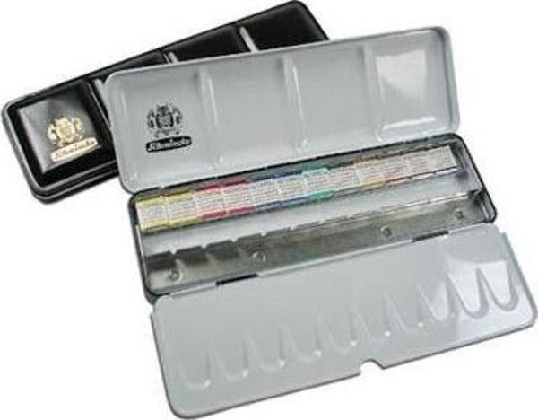 Schmincke Horadam Aquarell Taş Sulu Boya 1/2 Tablet 12 Renk + Extra Hazne Metal Set - Image 1