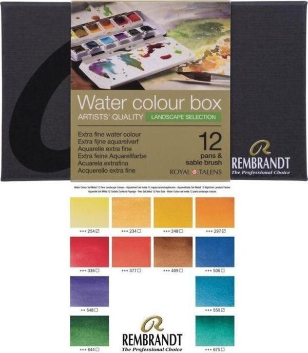 Talens Rembrandt Sulu Boya 12 Renk Metal Kutu Landscape - Image 1