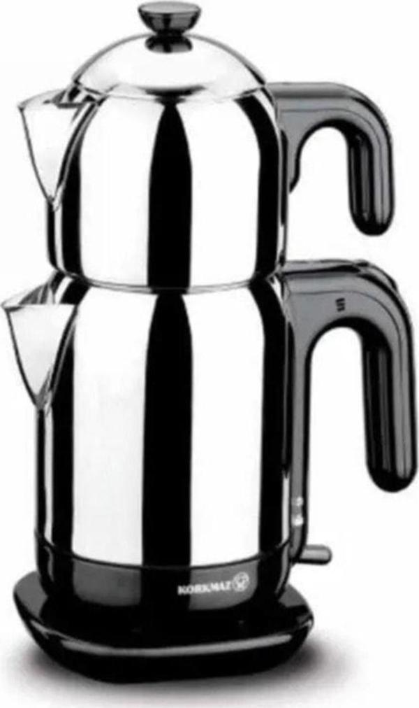 Korkmaz Çelik Çay Makinesi Siyah Kulplu - Image 1