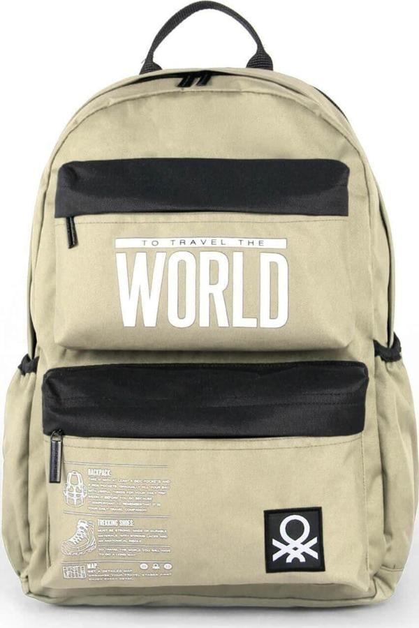 United Colors of Benetton "The World" Okul Sırt Çantası Bej / 03837 - Image 1