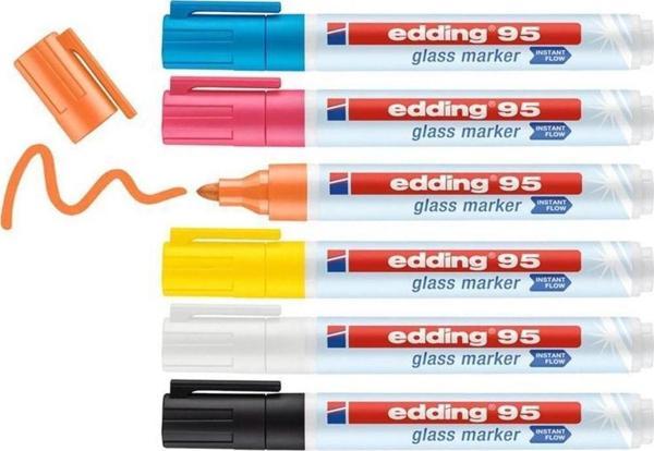 Edding 95 Glass Marker Cam Kalemi 6 Renk Set - Image 1