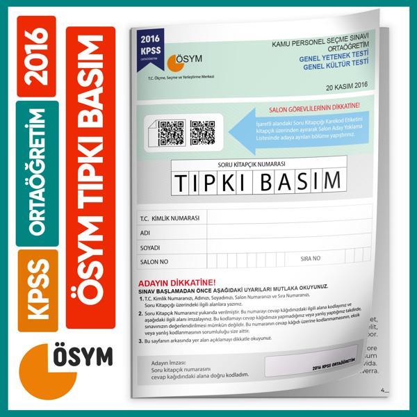 2016 KPSS Ortaöğretim/Lise ÖSYM Tıpkı Basım Çıkmış Soru Kitapçığı (Video Çözümlü Türkiye Geneli) - İnformal Yayınları - Image 1