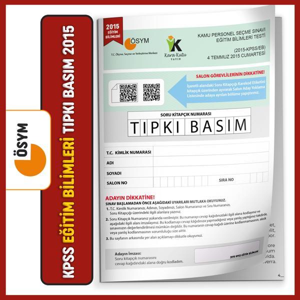 2015 KPSS Eğitim Bilimleri ÖSYM Tıpkı Basım Çıkmış Soru Kitapçığı Video/PDF Çözümlü Türkiye Geneli - İnformal Yayınları - Image 1