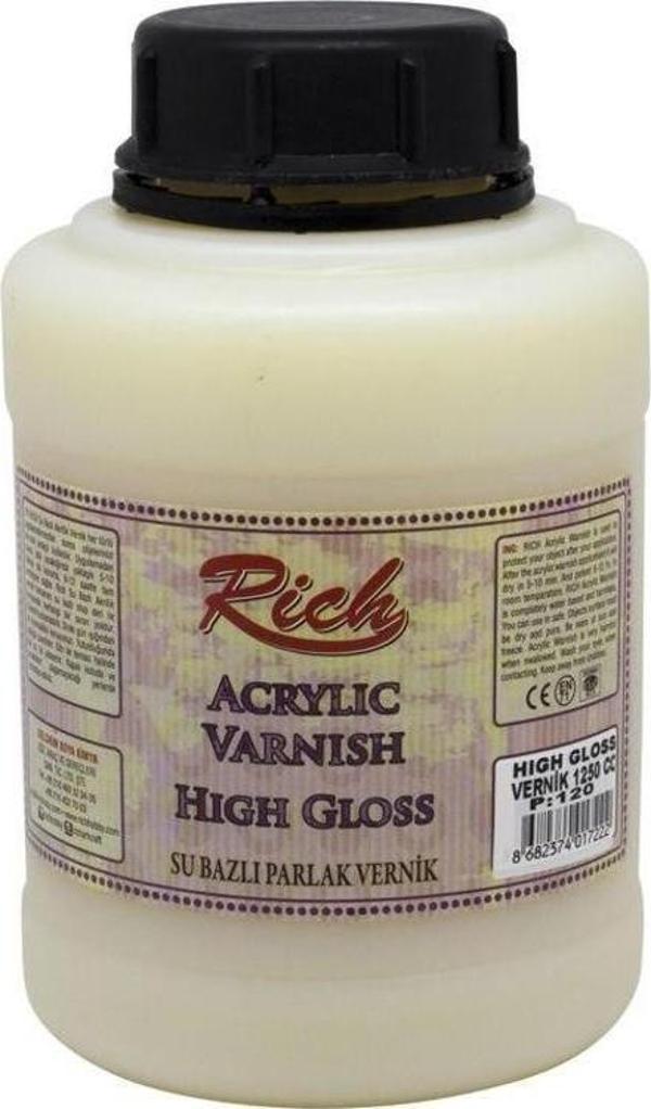 Rich Su Bazlı Vernik PARLAK (High Gloss Acrylic Varnish) 1250 cc. - Image 1