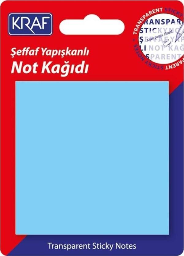 Kraf Yapışkanlı Şeffaf Not Kağıdı 76x76 mm 50 yp Transparan Mavi - Image 1