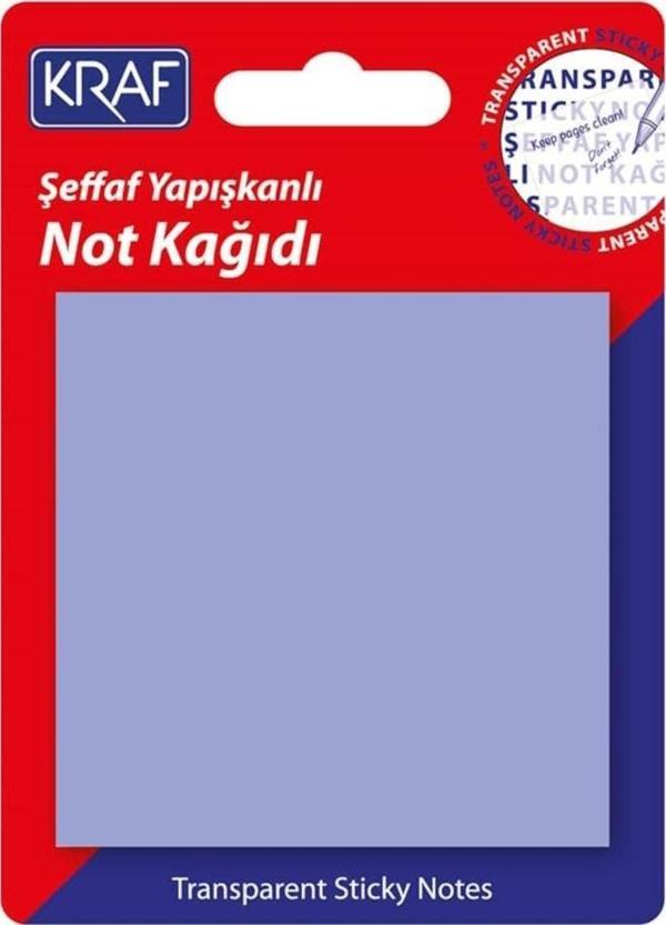 Kraf Yapışkanlı Şeffaf Not Kağıdı 76x76 mm 50 yp Transparan Mor - Image 1