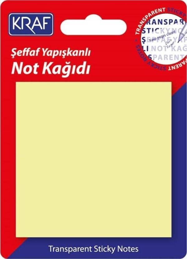 Kraf Yapışkanlı Şeffaf Not Kağıdı 76x76 mm 50 yp Transparan Sarı - Image 1