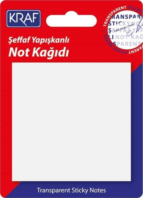 Kraf Yapışkanlı Şeffaf Not Kağıdı 76x76 mm 50 yp Transparan - Image 1