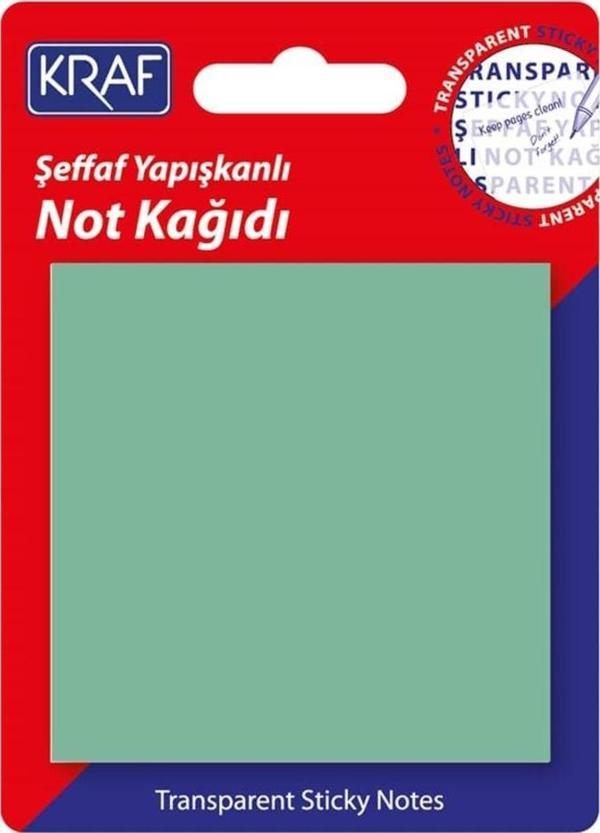 Kraf Yapışkanlı Şeffaf Not Kağıdı 76x76 mm 50 yp Transparan Yeşil - Image 1