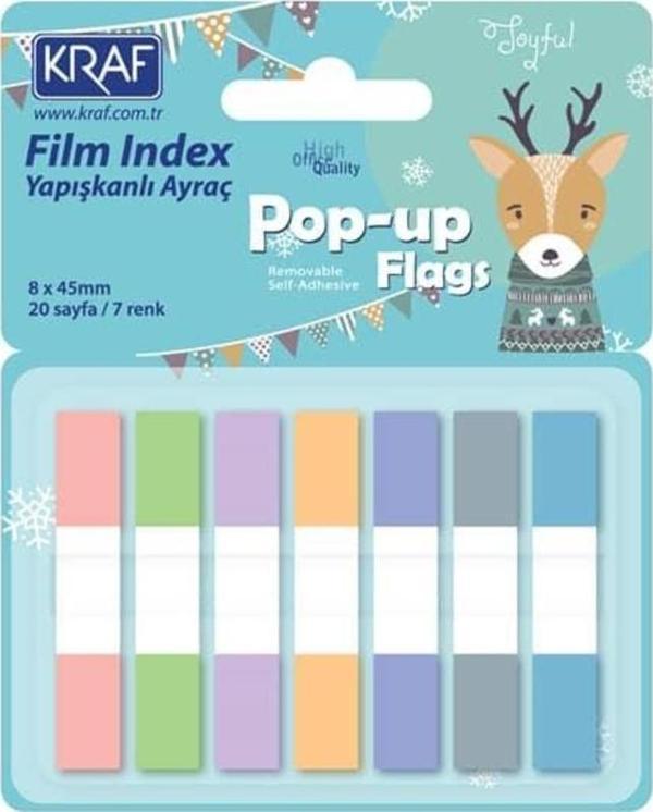 Kraf Index Film (PP) Pop-Up 7 Renk x 20 yp 8x45 mm 51250 - Image 1
