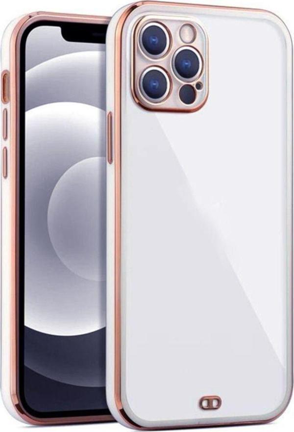 Epro İphone 13 Pro Arka Kapak Kılıf Acık Mavi Kenarlı Rose - Image 1